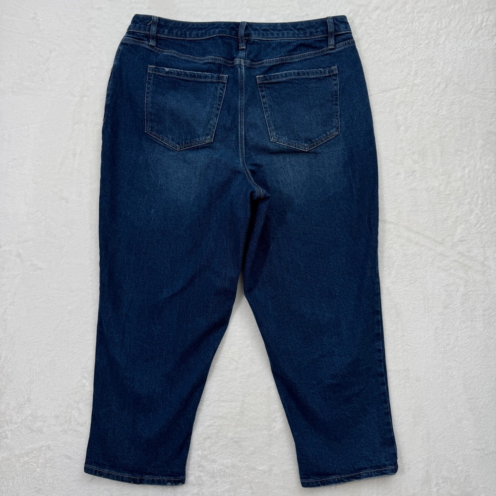 Lane Bryant Jeans Womens 14 Blue Boyfriend Capri Mid Rise Dark Wash Stretch - Picture 9 of 13